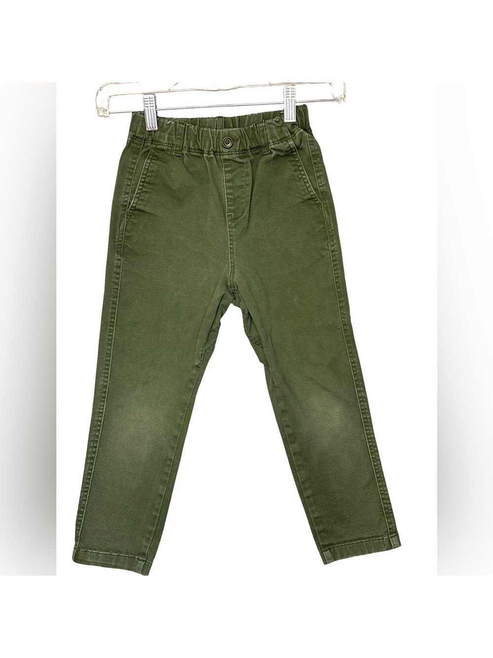 Uniqlo Olive Green Elastic Waist Unisex Pants Size 120/6-7